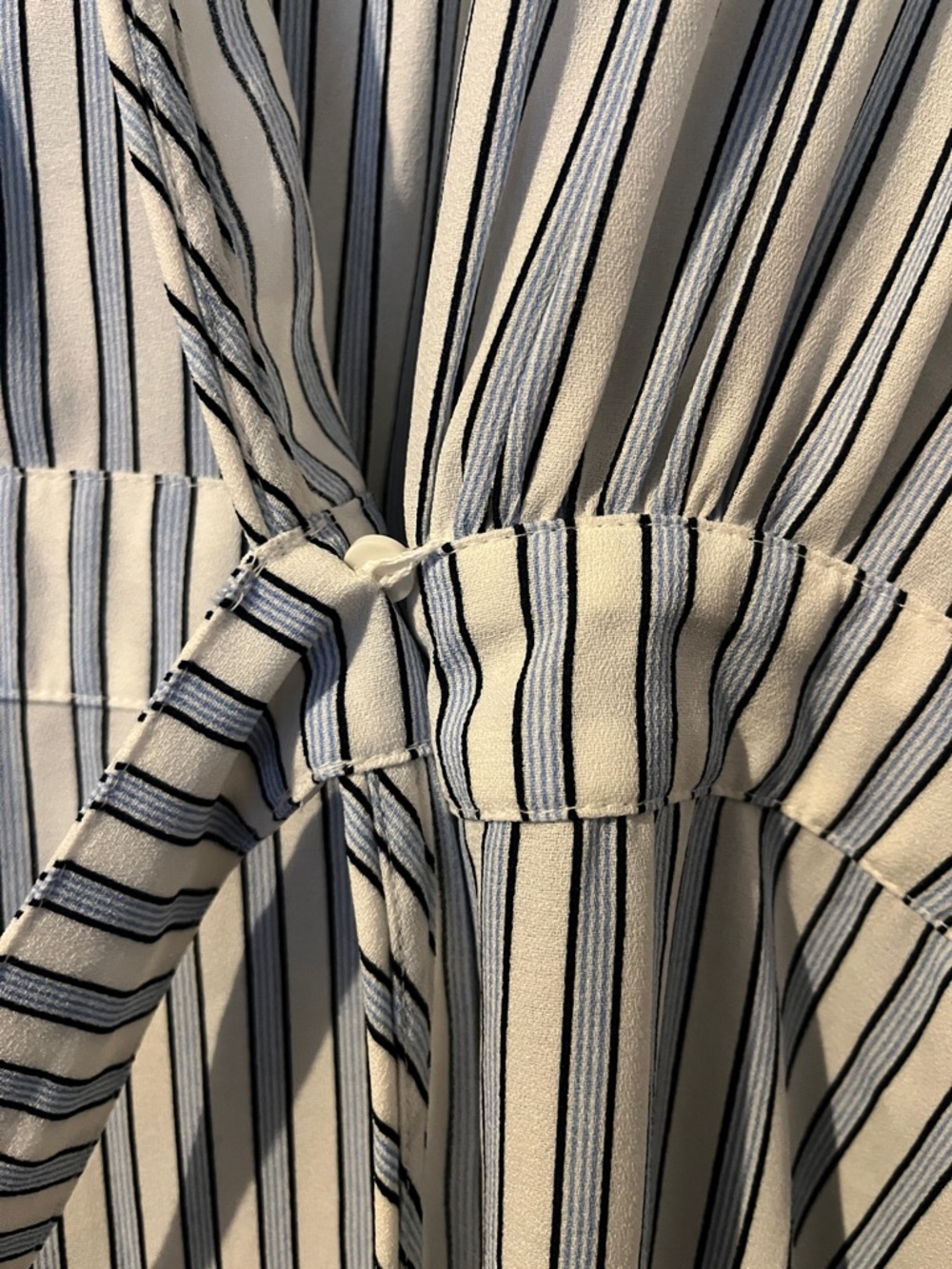 Time and Tru Blue and White Striped Long Sleeve Wrap Dress - Picture 7 of 11